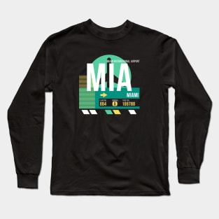 Miami (MIA) Airport // Retro Sunset Baggage Tag Long Sleeve T-Shirt